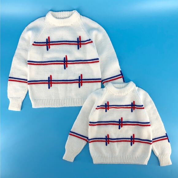 80s handmade Irish matching children’s sweaters 1980s vintage set of 2 - Picture 1 of 13